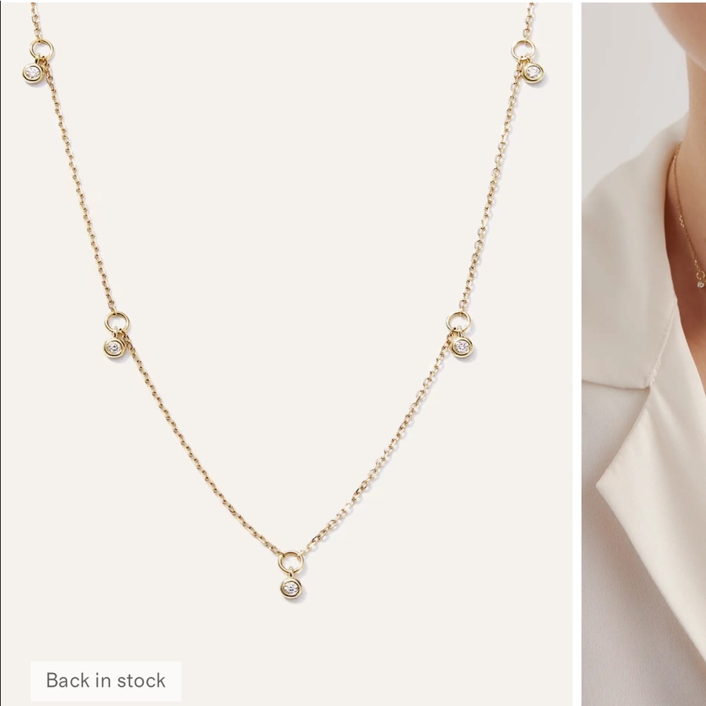 Quince 14K Gold Diamond Dangle Bezel Station Necklace